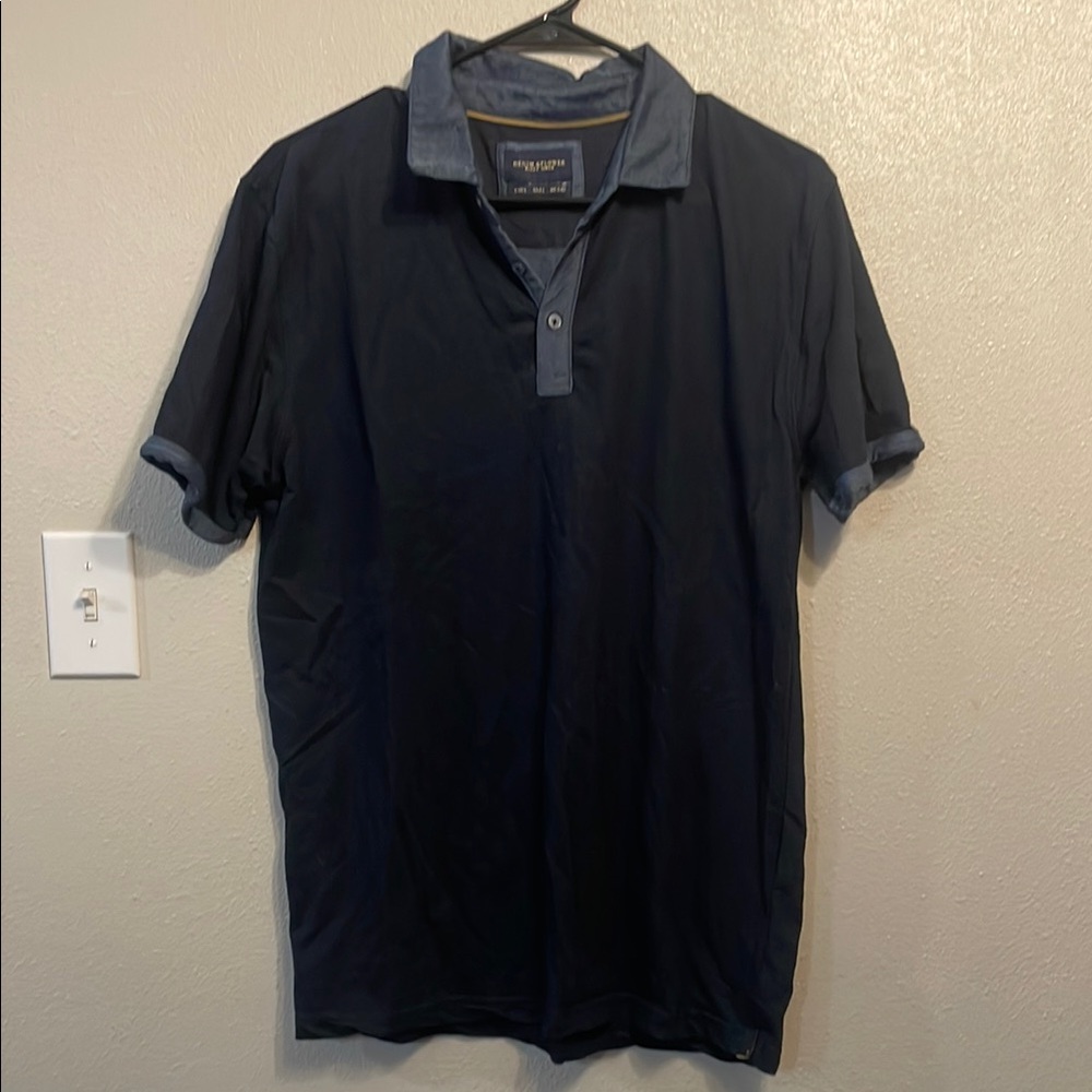 Denim & Flower Dark Blue Polo with Light Blue Accents